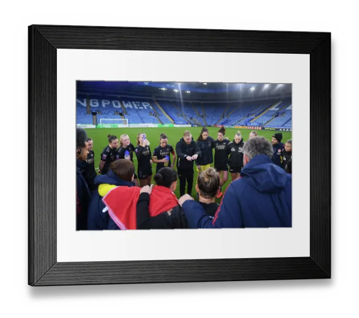 Framed Print : Arsenal Women's Historic FA WSL Victory: Jonas Eidevall's Team Celebrates Triumph Over Leicester City