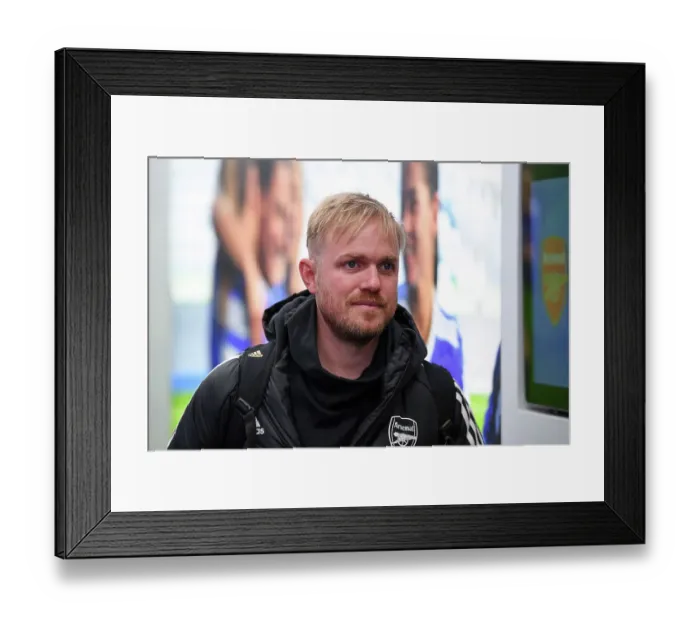 Framed Print : Arsenal Women's Team: Jonas Eidevall Arrives at Leicester City's King Power Stadium Ahead of Super League Match