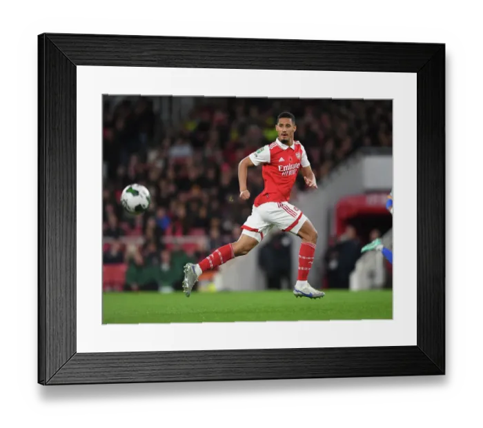 Framed Print : William Saliba Shines: Arsenal's Dominant Victory Over Brighton in Carabao Cup