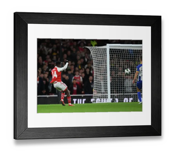 Framed Print : Arsenal's Eddie Nketiah Scores in Carabao Cup Victory over Brighton & Hove Albion Framed Print : Arsenal's Eddie Nketiah Scores in Carabao Cup Victory over Brighton & Hove Albion