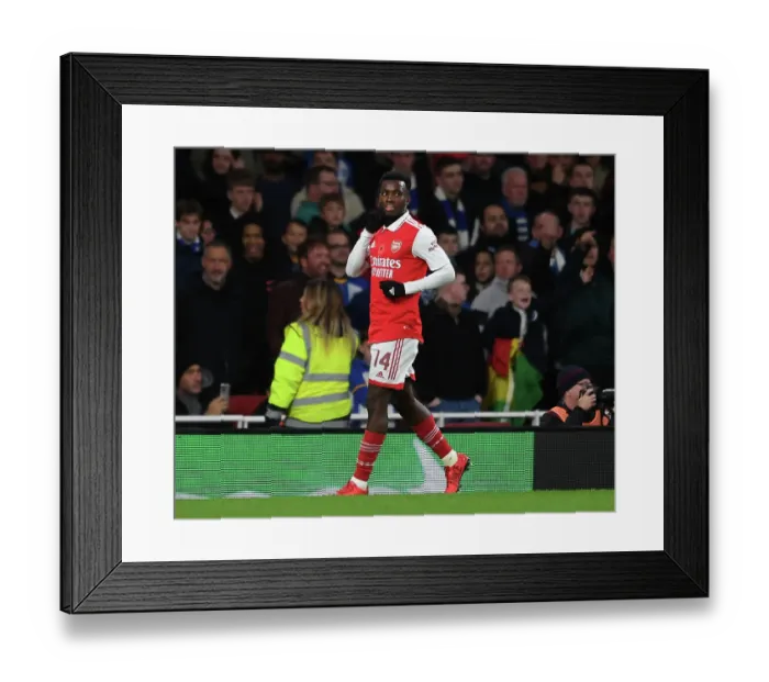 Framed Print : Arsenal's Eddie Nketiah Scores Dramatic Winner Against Brighton in Carabao Cup