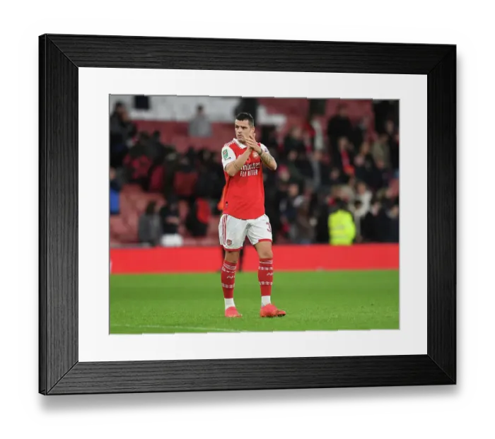 Framed Print : Arsenal's Granit Xhaka Celebrates Carabao Cup Victory Over Brighton & Hove Albion