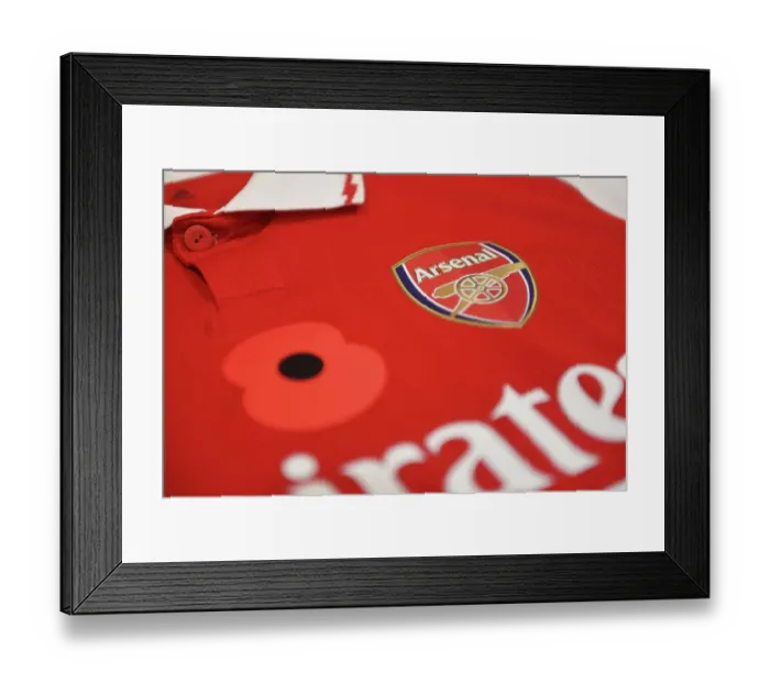 Framed Print : Arsenal's Poppy-Emblazoned Jerseys: Arsenal vs Brighton & Hove Albion, Carabao Cup 2022-23