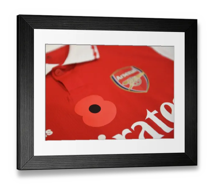 Framed Print : Arsenal's Poppy-Adorned Jerseys: Arsenal vs. Brighton & Hove Albion, Carabao Cup 2022-23