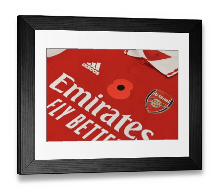 Framed Print : Arsenal's Poppy-Emblazoned Jerseys: Arsenal vs Brighton & Hove Albion, Carabao Cup 2022-23