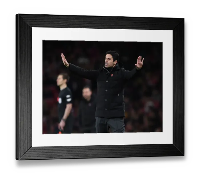 Framed Print : Mikel Arteta Guides Arsenal in Carabao Cup Clash Against Brighton (2022-23)