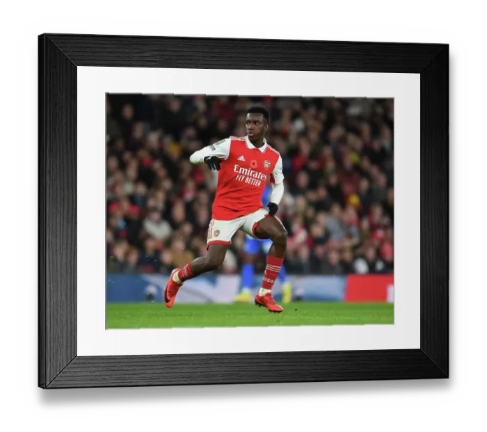 Framed Print : Arsenal's Eddie Nketiah in Action Against Brighton in Carabao Cup: Arsenal FC vs Brighton & Hove Albion (2022-23)