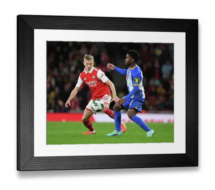 Framed Print : Clash of the Wings: Zinchenko vs. Lamptey - Arsenal's Carabao Cup Showdown