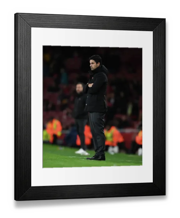 Framed Print : Mikel Arteta Leads Arsenal Against Brighton in Carabao Cup (2022-23)