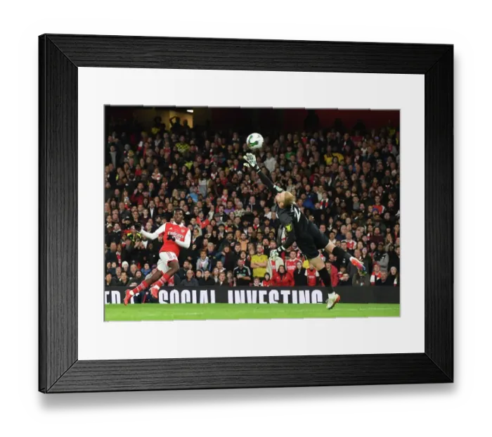 Framed Print : Arsenal's Eddie Nketiah Scores the Winner Against Brighton in Carabao Cup Third Round