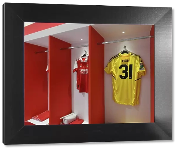 Arsenal Changing Room: Karl Hein's Shirt Awaits Before Arsenal vs Brighton & Hove Albion (Carabao Cup 2022-23)