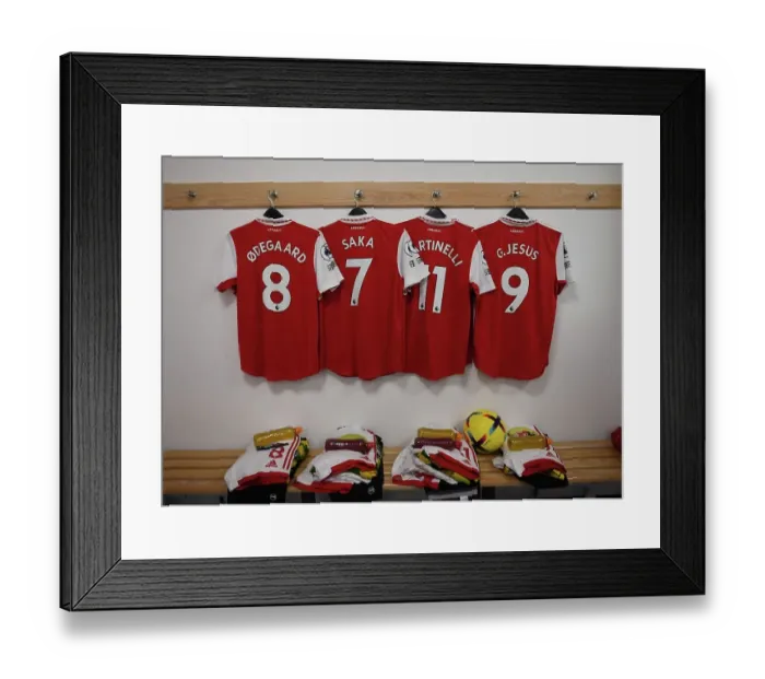 Framed Print : Arsenal's Away Gear Prepped for Wolverhampton Wanderers Clash (Premier League 2022-23)