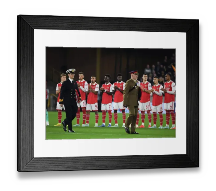 Framed Print : Arsenal vs. Wolverhampton Wanderers - Premier League 2022-23: Team Line-up for Remembrance Day Framed Print : Arsenal vs. Wolverhampton Wanderers - Premier League 2022-23: Team Line-up for Remembrance Day
