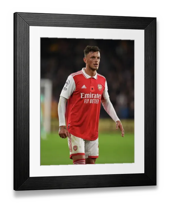 Framed Print : Ben White in Action: Arsenal vs Wolverhampton Wanderers, 2022-23 Premier League