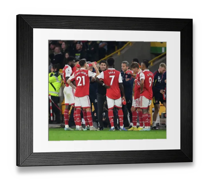Framed Print : Arsenal Manager Mikel Arteta at Molineux: Wolverhampton Wanderers vs Arsenal FC, Premier League 2022-23