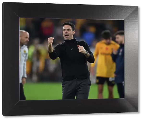 Mikel Arteta Celebrates Arsenal's Victory over Wolverhampton Wanderers in the 2022-23 Premier League