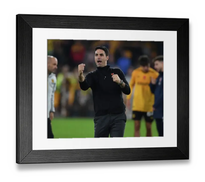 Framed Print : Mikel Arteta Celebrates Arsenal's Victory over Wolverhampton Wanderers in the 2022-23 Premier League Framed Print : Mikel Arteta Celebrates Arsenal's Victory over Wolverhampton Wanderers in the 2022-23 Premier League
