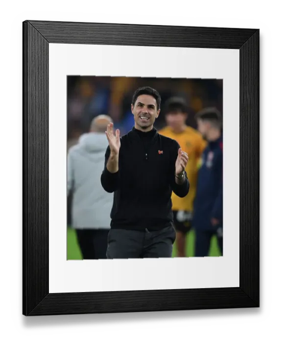 Framed Print : Mikel Arteta Celebrates Arsenal's Win Against Wolverhampton Wanderers in the 2022-23 Premier League