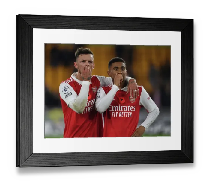 Framed Print : Arsenal's Ben White and Reiss Nelson Celebrate Victory over Wolverhampton Wanderers in 2022-23 Premier League Framed Print : Arsenal's Ben White and Reiss Nelson Celebrate Victory over Wolverhampton Wanderers in 2022-23 Premier League