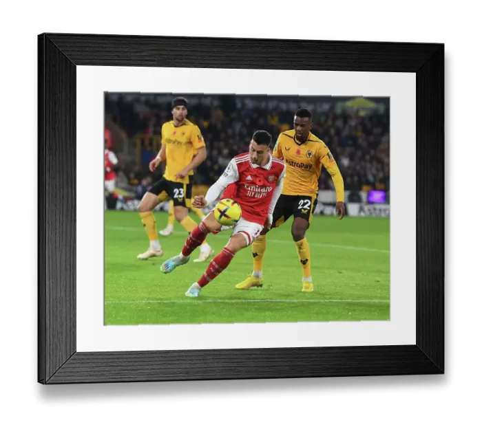 Framed Print : Martinelli Stands Firm: Wolverhampton Wanderers vs. Arsenal FC, Premier League 2022-23
