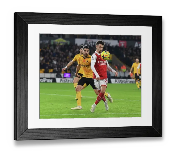 Framed Print : Fabio Vieira vs. Ruben Neves: A Midfield Battle - Wolverhampton Wanderers vs. Arsenal FC, Premier League 2022-23