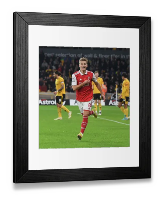Framed Print : Martin Odegaard Scores First Arsenal Goal: 1-1 Draw Against Wolverhampton Wanderers (2022-23)