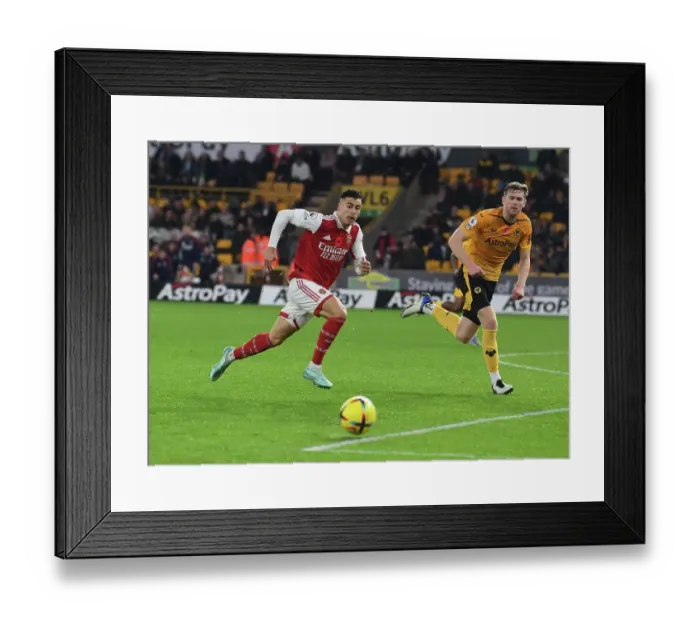 Framed Print : Gabriel Martinelli Breaks Past Wolves Max Kilman: Wolverhampton Wanderers vs Arsenal FC, Premier League 2022-23