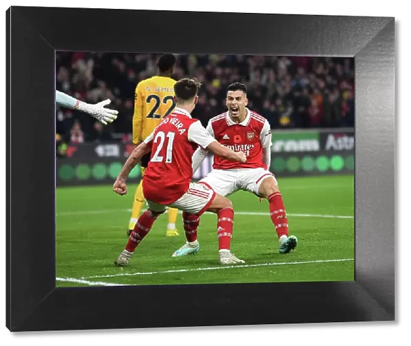 Arsenal's Unstoppable Duo: Martinelli and Vieira's Electric Goal Celebration vs Wolverhampton Wanderers, Premier League 2022-23