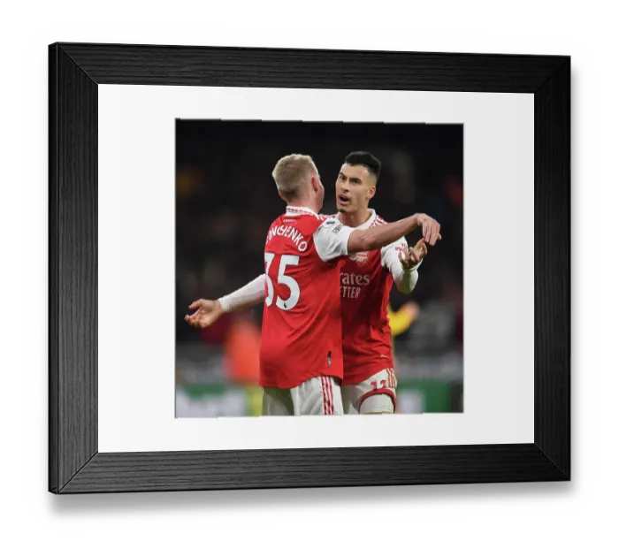 Framed Print : Martinelli and Zinchenko: Unstoppable Arsenal Duo Score in 2-1 Win vs. Wolverhampton Wanderers (2022-23)