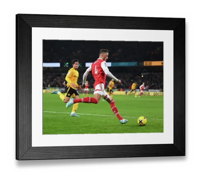 Framed Print : Ben White in Action: Arsenal vs Wolverhampton Wanderers (2022-23)