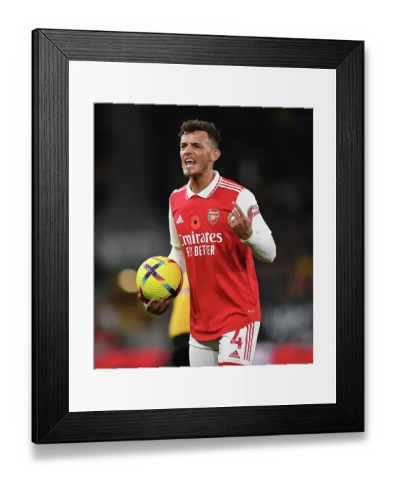 Framed Print : Arsenal's Ben White Faces Off Against Wolverhampton Wanderers in Premier League Clash (2022-23)