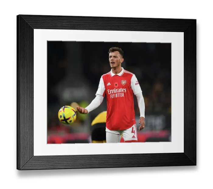 Framed Print : Ben White in Action: Arsenal vs. Wolverhampton Wanderers (2022-23)