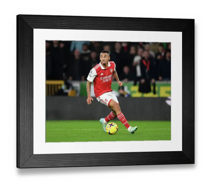 Framed Print : Gabriel Jesus in Action: Arsenal's Striker Shines Against Wolverhampton Wanderers in the Premier League 2022-23