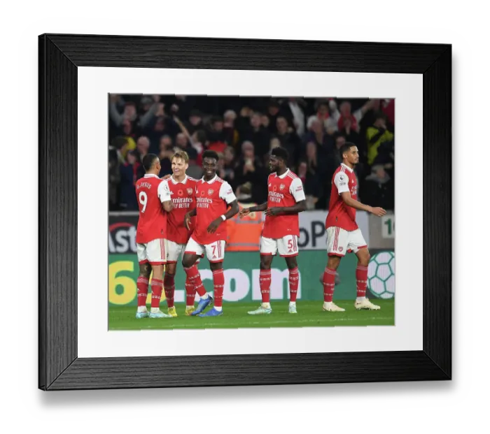 Framed Print : Martinelli, Odegaard, Jesus, Saka, and Partey Celebrate Arsenal's Goals Against Wolverhampton Wanderers (2022-23) Framed Print : Martinelli, Odegaard, Jesus, Saka, and Partey Celebrate Arsenal's Goals Against Wolverhampton Wanderers (2022-23)