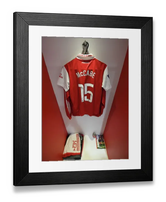 Framed Print : Arsenal Women: Gearing Up in the Changing Room Ahead of Clash with Manchester United (2022-23)