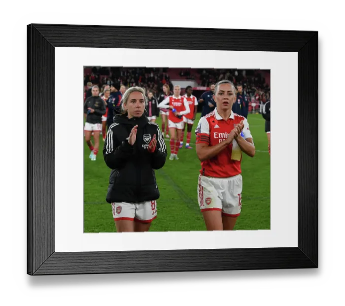 Framed Print : Arsenal Women's Victory: Nobbs and McCabe Celebrate with Fans at Emirates Stadium