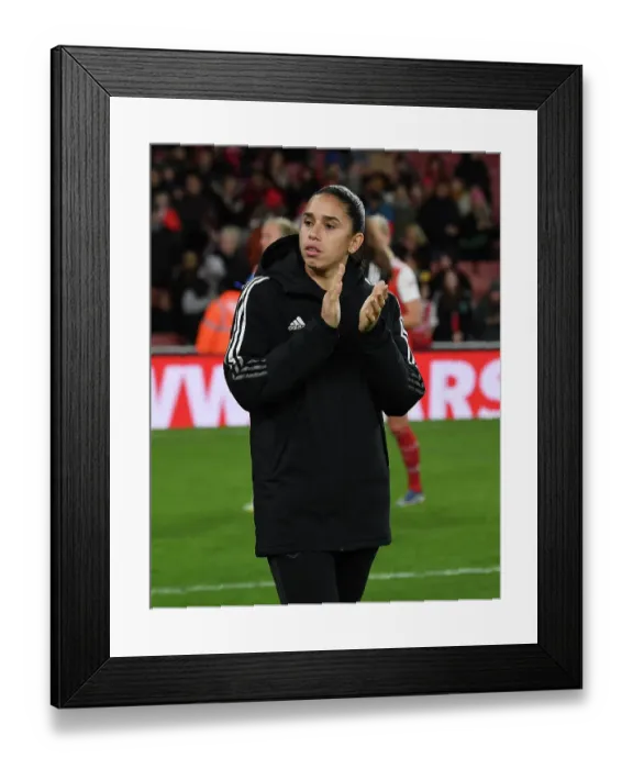 Framed Print : Arsenal Women's Victory: Rafaelle Celebrates with Fans at Emirates Stadium after Beating Manchester United