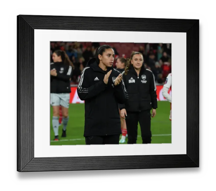 Framed Print : Arsenal Women Triumph Over Manchester United: Rafaelle Celebrates with Fans Framed Print : Arsenal Women Triumph Over Manchester United: Rafaelle Celebrates with Fans