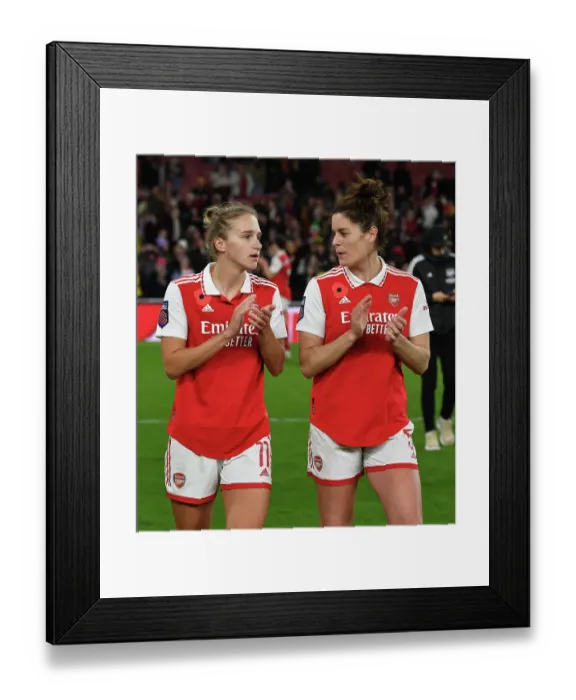 Framed Print : Arsenal Women's Triumph: Miedema and Beattie Celebrate Victory over Manchester United at Emirates Stadium