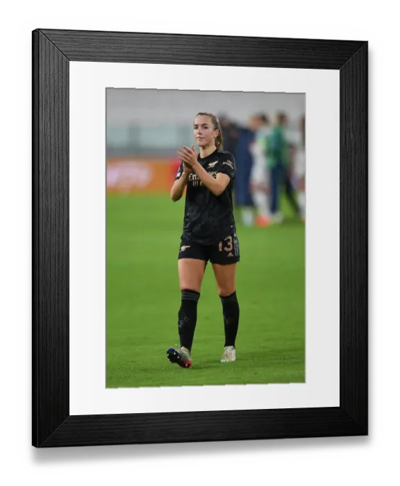 Framed Print : Arsenal Women Triumph Over Juventus: Lia Walti's Emotional Celebration with Fans