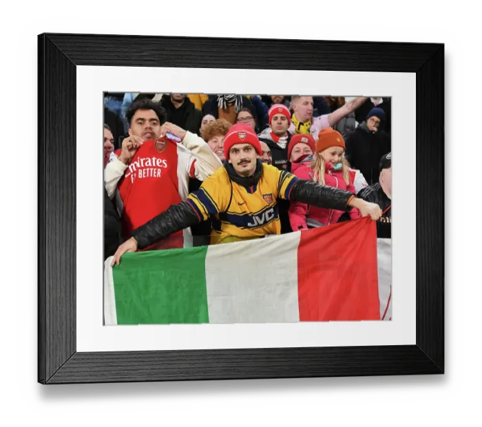 Framed Print : Arsenal Fans in Turin: Juventus vs. Arsenal, UEFA Women's Champions League, Group C