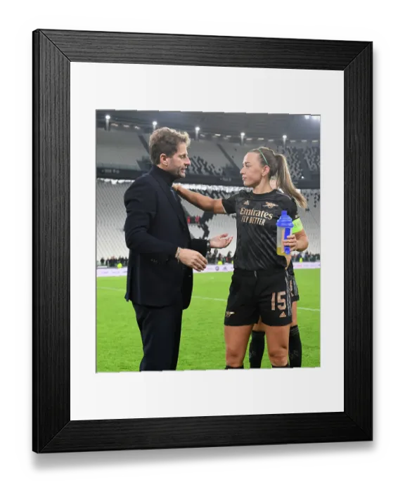 Framed Print : Juventus vs. Arsenal: McCabe and Montemurro Share Words After UWCL Clash in Turin