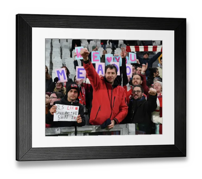 Framed Print : Arsenal Fans in Turin: United in Support at Juventus vs. Arsenal, UEFA Women's Champions League Group C