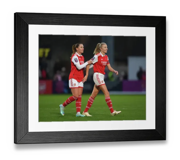 Framed Print : Arsenal Women Celebrate FA WSL Victory: Noelle Maritz and Leah Williamson Rejoice after Win against Everton FC Framed Print : Arsenal Women Celebrate FA WSL Victory: Noelle Maritz and Leah Williamson Rejoice after Win against Everton FC