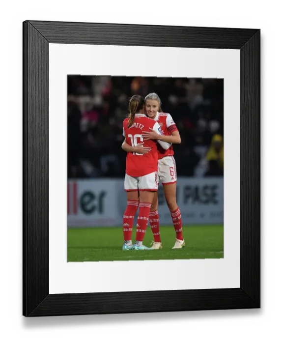 Framed Print : Arsenal Women Celebrate FA WSL Victory: Noelle Maritz and Leah Williamson Embrace Triumph Framed Print : Arsenal Women Celebrate FA WSL Victory: Noelle Maritz and Leah Williamson Embrace Triumph