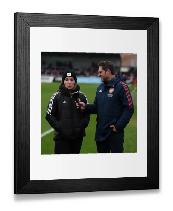 Framed Print : Arsenal Women's Kim Little: Inspiring Half-Time Interview during Arsenal vs. Everton FA Women's Super League Match