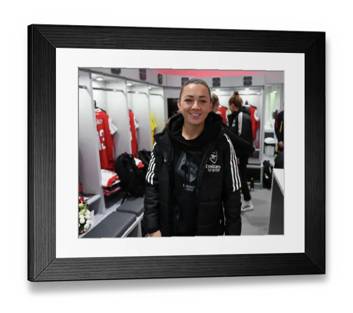 Framed Print : Arsenal Women vs Everton Women: Katie McCabe Pre-Match Focus at Meadow Park (FA Women's Super League 2022-23)