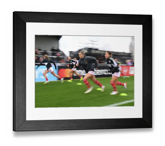Framed Print : Arsenal Women vs Everton Women: Pre-Match Warm-Up at Meadow Park (FA Women's Super League, 2022-23)