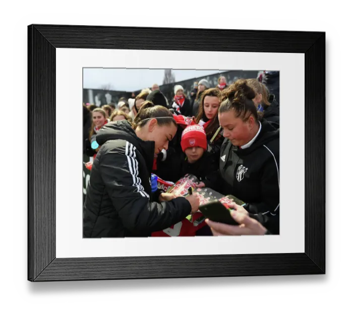 Framed Print : Arsenal's Katie McCabe Celebrates Victory and Greets Fans with Autographs Framed Print : Arsenal's Katie McCabe Celebrates Victory and Greets Fans with Autographs