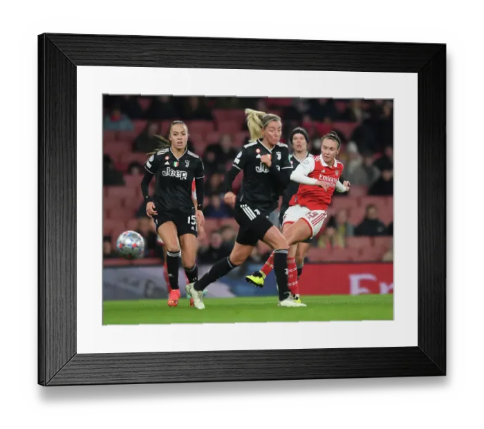 Framed Print : Battle in the UEFA Champions League: Arsenal Women vs Juventus Women at Emirates Stadium Framed Print : Battle in the UEFA Champions League: Arsenal Women vs Juventus Women at Emirates Stadium